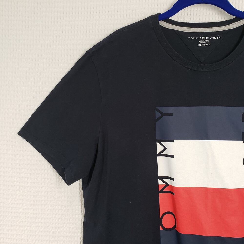 Tommy Hilfiger T-Shirt Mens XL Blue Logo Short Sleeve Crew Neck Graphic Tee Flag - Picture 13 of 16
